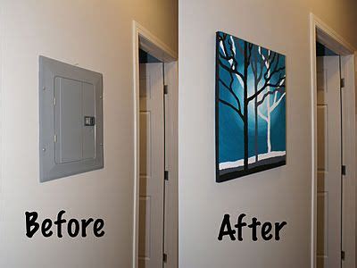 decorating when electric panel box is on entrance wall|can you cover electrical panels.